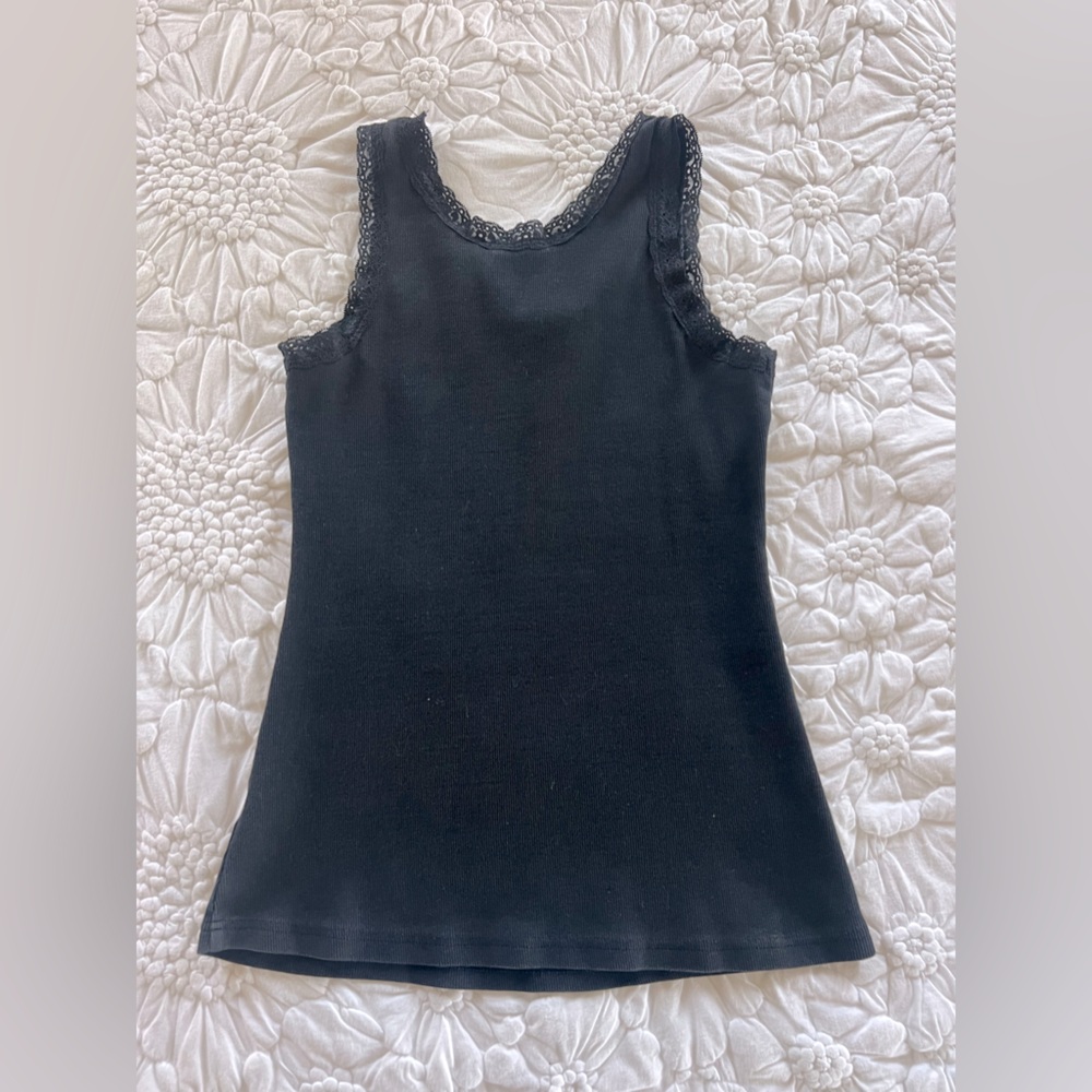 PinkBlush Ribbed Lace Tank Top